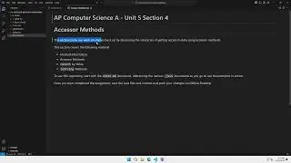 5.4 Accessor Methods 0 - Introduction and Setup