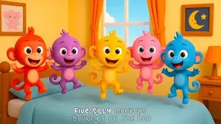 Five Silly Monkeys | Five Little Monkeys Jumping On the Bed | Wiggle Wiggle Kids Tv | Nursery Rhymes