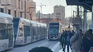 NEW TRAIN | Jerusalem LRT Red Line - Jaffa Center to CBS | CAF Urbos 3