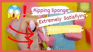 ASMR LIGHTBOX -Relaxing Sponge Ripping, Scratching and Cutting Sounds -NO TALKING- Satisfying Asmr