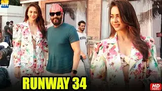 Ajay Devgn arrives with Lovely Lady Rakul Preet at Runway 34 event ahead of it release