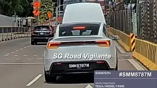1feb2026 thomson road #SMM8787M tesla model y fail to secure bonnet flip up when changing lane