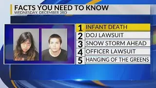 KRQE Newsfeed: Albuquerque infant death, DOJ lawsuit, Storm ahead, Santa Fe lawsuit, Hanging of the