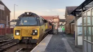 Class 70 806 heads through Bamber bridge