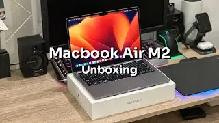 Unboxing Macbook Air M2  Space Grey + accessories + asmr + mac features💻