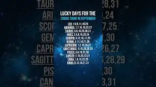 Lucky Days for the Zodiac Signs in September #Horoscope #Zodiac #Astrology