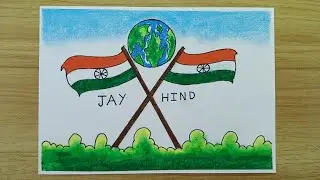 How to draw our world between two flags // Indian flag drawing // pastel colours drawing