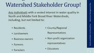 North and Middle Fork Broad River Watershed Management Plan
