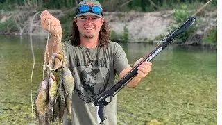 SPEAR FISHING Ultra Clear Water in TEXAS!! (Catch Clean Cook) Shore Lunch