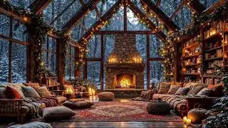 Warm Fireplace in a Winter Cabin ❄🔥 Cozy Ambience for Deep Sleep, Relaxation & Studying
