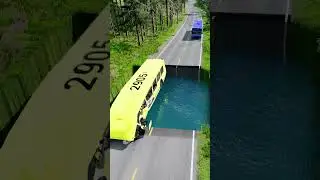 Bus passing water pit #15 | #carsvsrpothole #beamngpotholes #massivepotholes #deepwaterbeamngdrive