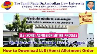 🔴 TNDALU Update | 3 Year LLB (Hons) Allotment Order Update | LLB Hons Admission Process - 2025...!!