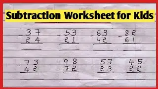 Two Digit Subtraction | Subtraction Worksheet for Kids | Subtraction Without Borrowing