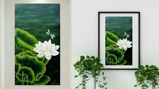 beautiful and easy WHITE lotus painting on Canvas | acrylic painting | Step by Step Painting