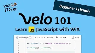 WiX Velo 101 - JavaScript Beginner Tutorial | Part 4: Event Listeners, Button 