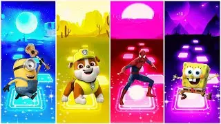 Tiles Hop Challenge 🎶 Who Wins? Minion, Spider-Man & Friends