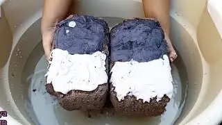 Super Soft fine Sand Cement pouring with white grey paste crumble dry on floor and water 💦💦💦 Asmr 