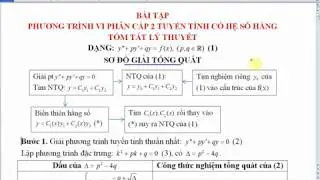 Bài tập Phương trình vi phân cấp 2 tuyến tính có hệ số hằng | Phần 1