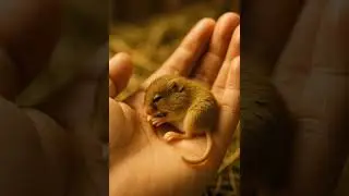 🌾 Baby Harvest Mouse Dozes with Grain | Palm Pals #Shorts