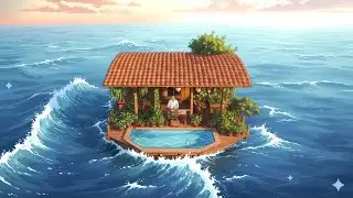 A cozy day spent on a boat house | cozy family day | peaceful | relax sound | ghibli style animation