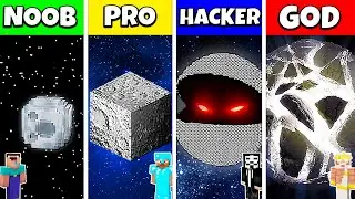 MOON PLANET HOUSE BASE BUILD CHALLENGE - Minecraft Battle NOOB vs PRO vs HACKER vs GOD / Animation