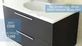 The Tec Studio High Gloss Black Vanity Unit from Bathshop321