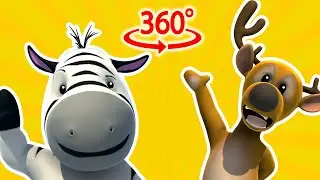 🦓🐑🦏 360 Анимация ABC песня | 360 видео Nursery Rhymes | Попробуйте следовать Zeze Zebra во время пес