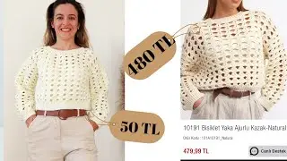 BU SENE ÇOK MODA !! YENİ SEZON 480 TL OLAN  BİSİKLET YAKA AJURLU KAZAĞI YAPTIM 😍