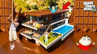 Shinchan and Franklin House Destroyed by Chocolate Flood in GTA 5 | Telugu