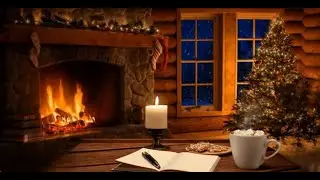 Relaxing Christmas cozy cabin fireplace sounds jazz ambience 4 hours | Videos to study relax to ASMR
