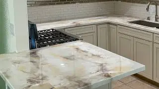 Epoxy Countertops! White & Gold Colors
