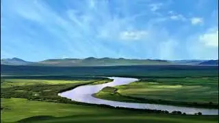 Vast expanse of prairie and blue sky Scenery photography&video background