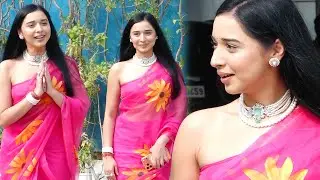 Tanya Mittal Looks Cute In A Pink Saree, Arrives For A Podcast Shoot In Mumbai