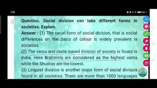 Social division can take different forms in societies. Explain.
