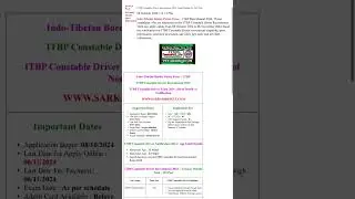 ITBP Constable Driver Recruitment 2024 Apply Online for 545 Post