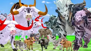10 Zombie Elephant Bull vs 10 Giant Lion Tiger Fight Bull Bull Buffalo Baby Elephant vs T-rex