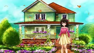 Sweet Butterflies. Beautiful Anime Animation in a Spring Background scenery for Stress Relief. Calm.