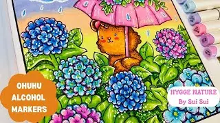 ASMR 3-Hour Relaxing Coloring with Ohuhu Alcohol Markers | Hygge Nature
