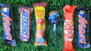 ASMR Most Popular Candys / some lots of colorful rainbow lollipop candy / unpacking chocolate eat
