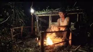 1 Day Solo Survival Camping Heavy Rain |  Bushcraft Shelter in Wild Forest Adventure