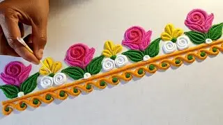दारासमोर काढण्याकरिता अतिशय सोपी आणि सुंदर बॉर्डर रांगोळी | Very Simple # Attractive Border Rangoli 