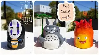 Studio GHIBLI Special/Empty acrylic bottle craft ideas (Part II)/totoro statue/sponge painting
