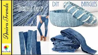Best out of Waste | Denim Upcycle | Trendy DIY No Sew Bangle Bracelet Tutorial in 5 Mins
