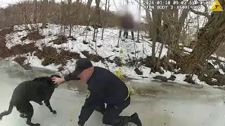 Incredible video shows state troopers rescuing dog that fell through the ice in Northern New York