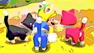 mario wears cat suit to kiss cat girls (bowser's furry)