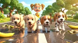 Rescue Puppies Slip on Bananas 🍌🐶 | Funny and Cute Kids Nursery Rhyme Animation