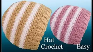 Gorro a Crochet Arroz con leche de dos colores tejido con Ganchillo Principiantes