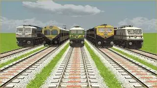 8 TRAINS CROSSING AT BUMPY BRANCHED FORKED 3D RAILROAD CROSSING TRACKS | Train Simulator