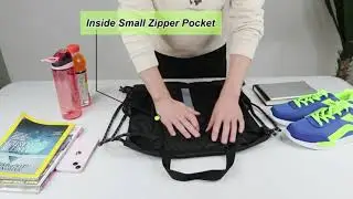 Drawstring Backpack Sports Gym Bag With Shoe Compartment and Two Water Bottle Holder