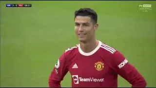 Cristiano Ronaldo laughing and in disbelief over Manchester United and his teammates